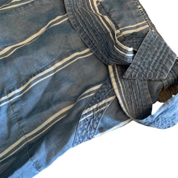 RENUAR Chambray Striped Self Tie High Rise Loose Fit Pants Sz L EUC - Picture 6 of 8